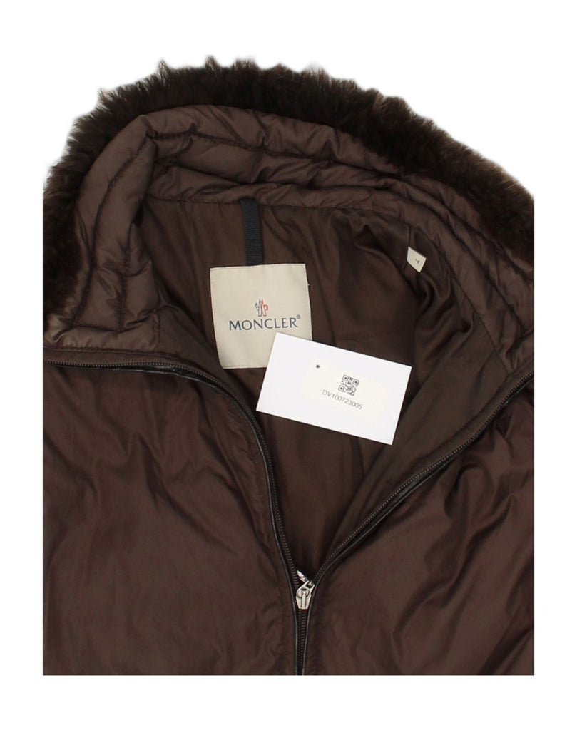 MONCLER Womens Padded Coat Size 4 XL Brown Polyester | Vintage Moncler | Thrift | Second-Hand Moncler | Used Clothing | Messina Hembry 