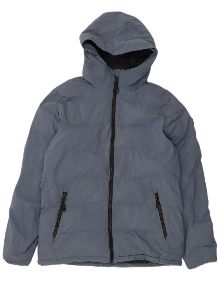 Musto Mens Hooded Padded Jacket UK 38 Medium Blue Polyester