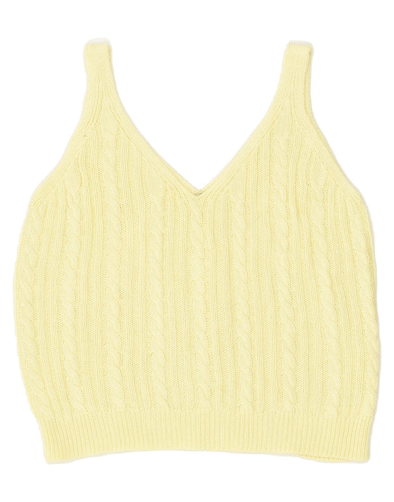 VINTAGE Womens Knit Vest Top UK 12 Medium Yellow | Vintage Vintage | Thrift | Second-Hand Vintage | Used Clothing | Messina Hembry 