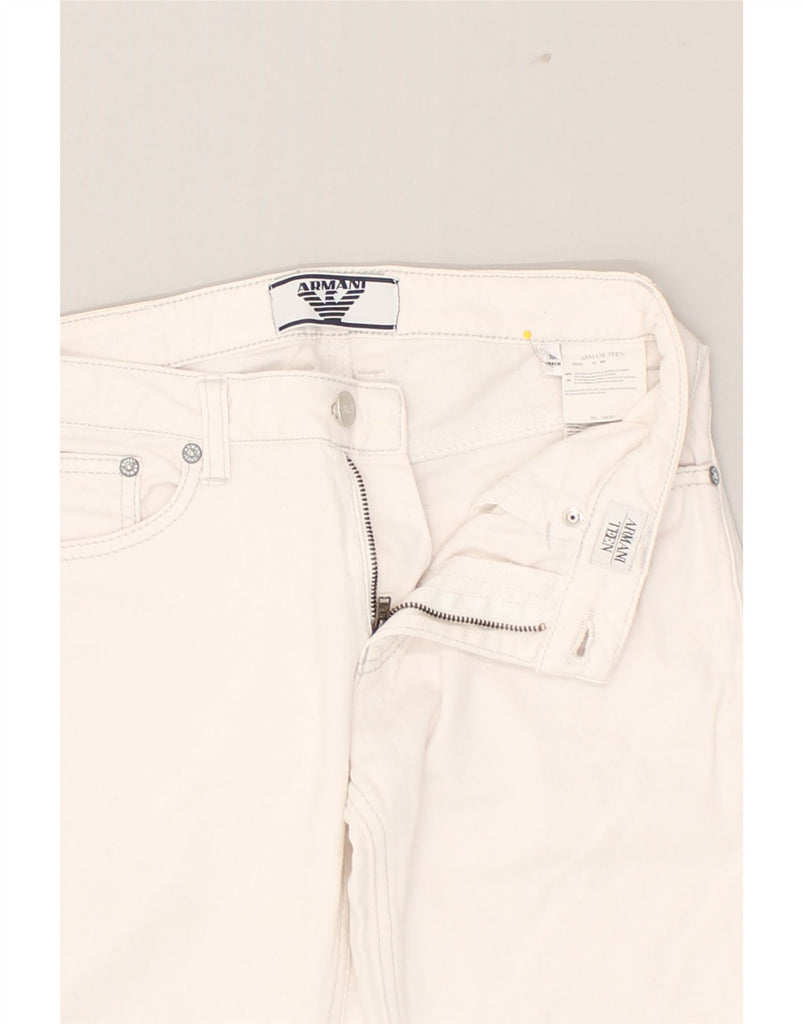 ARMANI Girls Slim Jeans 10-11 Years W27 L26 Off White Cotton | Vintage Armani | Thrift | Second-Hand Armani | Used Clothing | Messina Hembry 