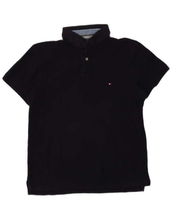 Tommy Hilfiger Mens Slim Fit Polo Shirt Large Navy Blue Cotton