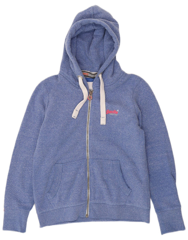 Superdry Womens Zip Hoodie Sweater UK 18 XL Blue Flecked Polyester