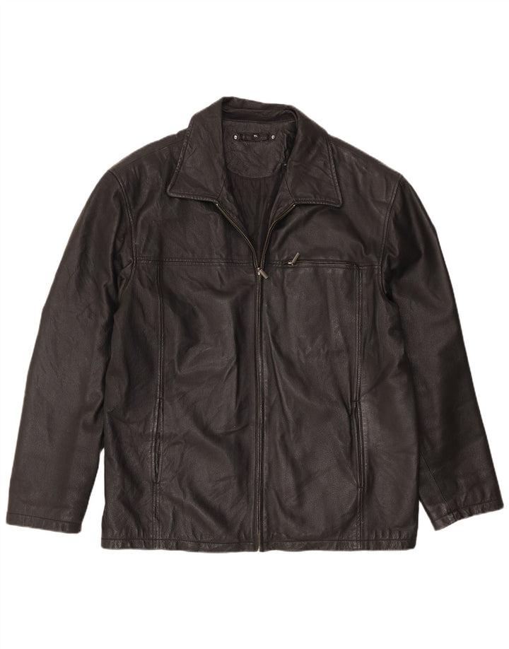 C&A Mens Canda Leather Jacket UK 42 XL Black Leather