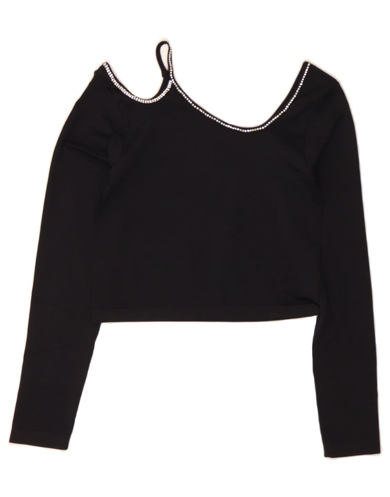 ZARA Womens Crop Off Shoulder Top UK 12 Medium Black Polyamide Vintage Zara and Second-Hand Zara from Messina Hembry 