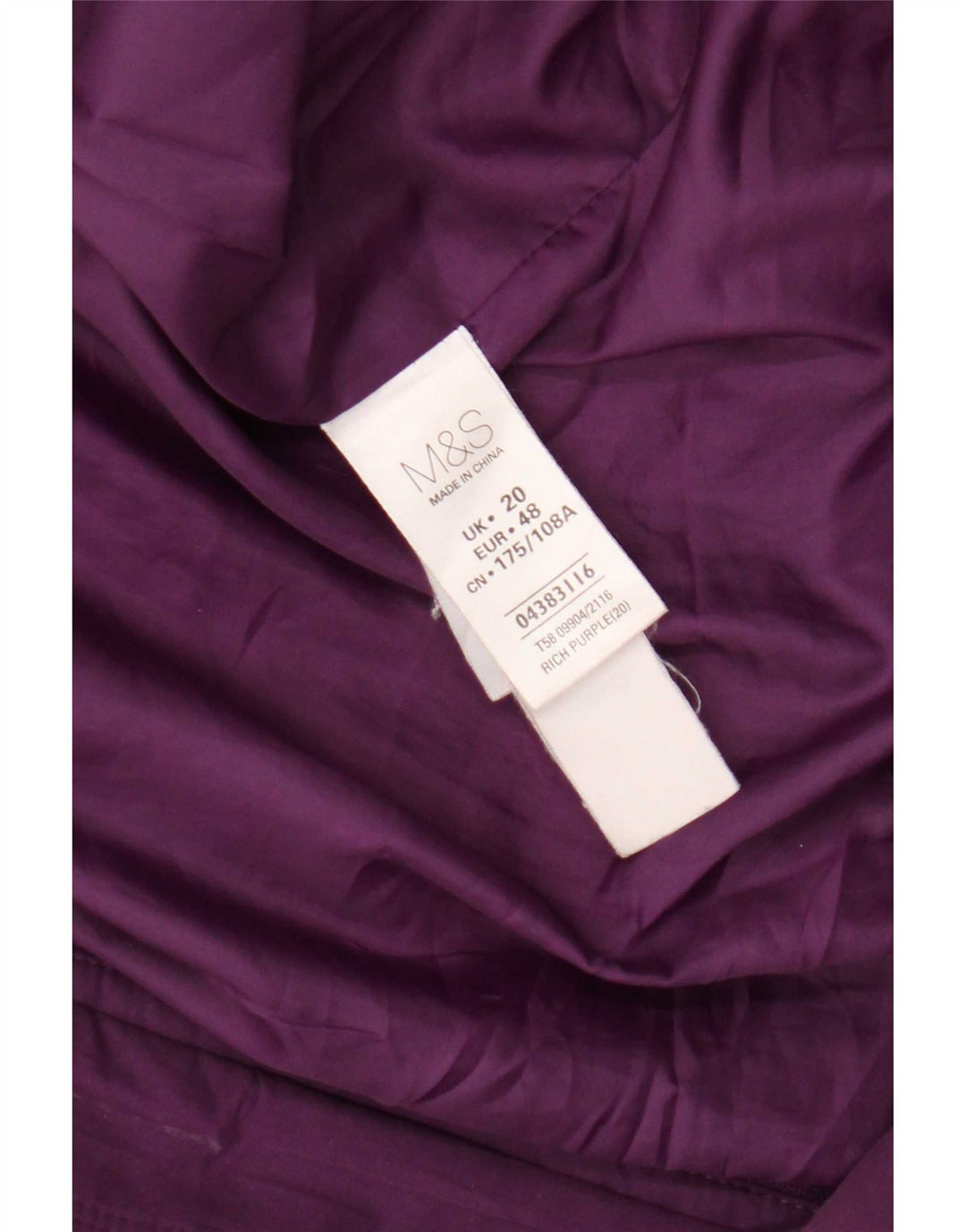Marks & Spencer Womens Hooded Parka Jacket UK 20 2XL Purple Polyester