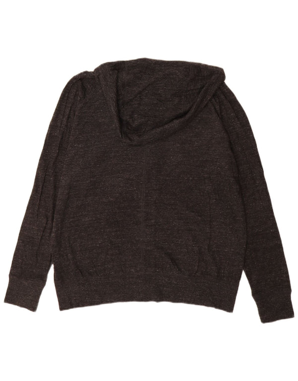 Nike Womens Zip Hoodie Sweater UK 18 XL Grey Flecked Cotton