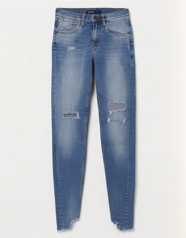 Zara Womens Distressed Skinny Jeans EU 34 2XS W24 L26 Blue