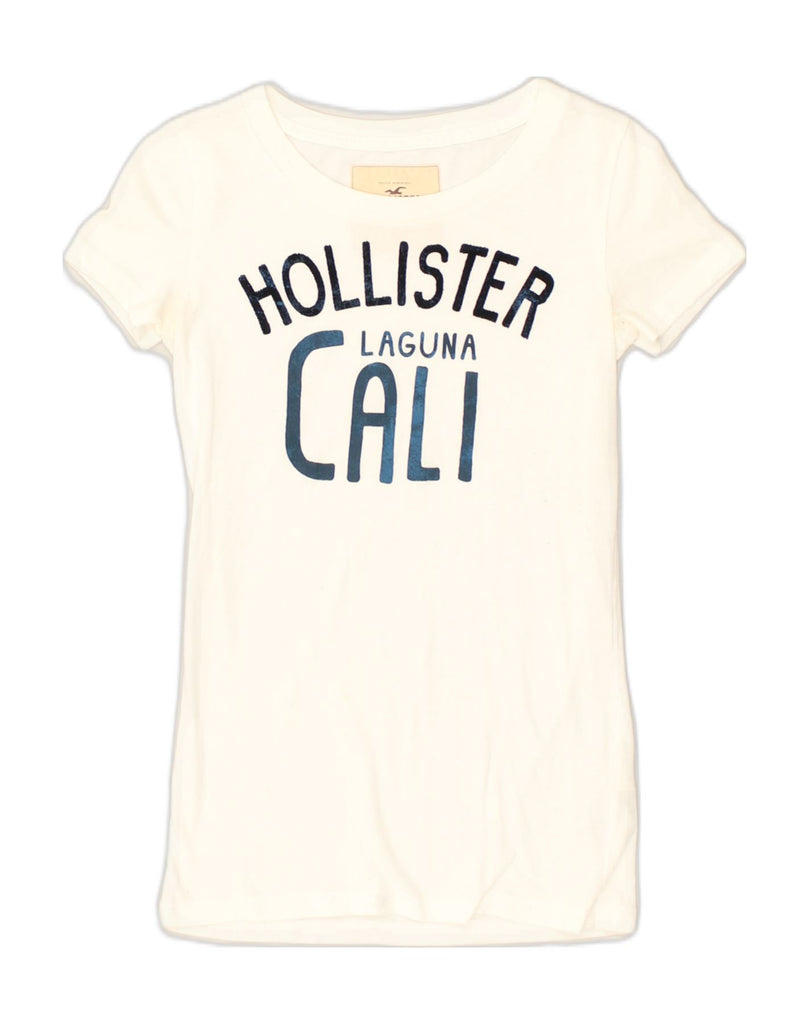 HOLLISTER Womens Graphic T-Shirt Top UK 10 Small White Cotton | Vintage Hollister | Thrift | Second-Hand Hollister | Used Clothing | Messina Hembry 