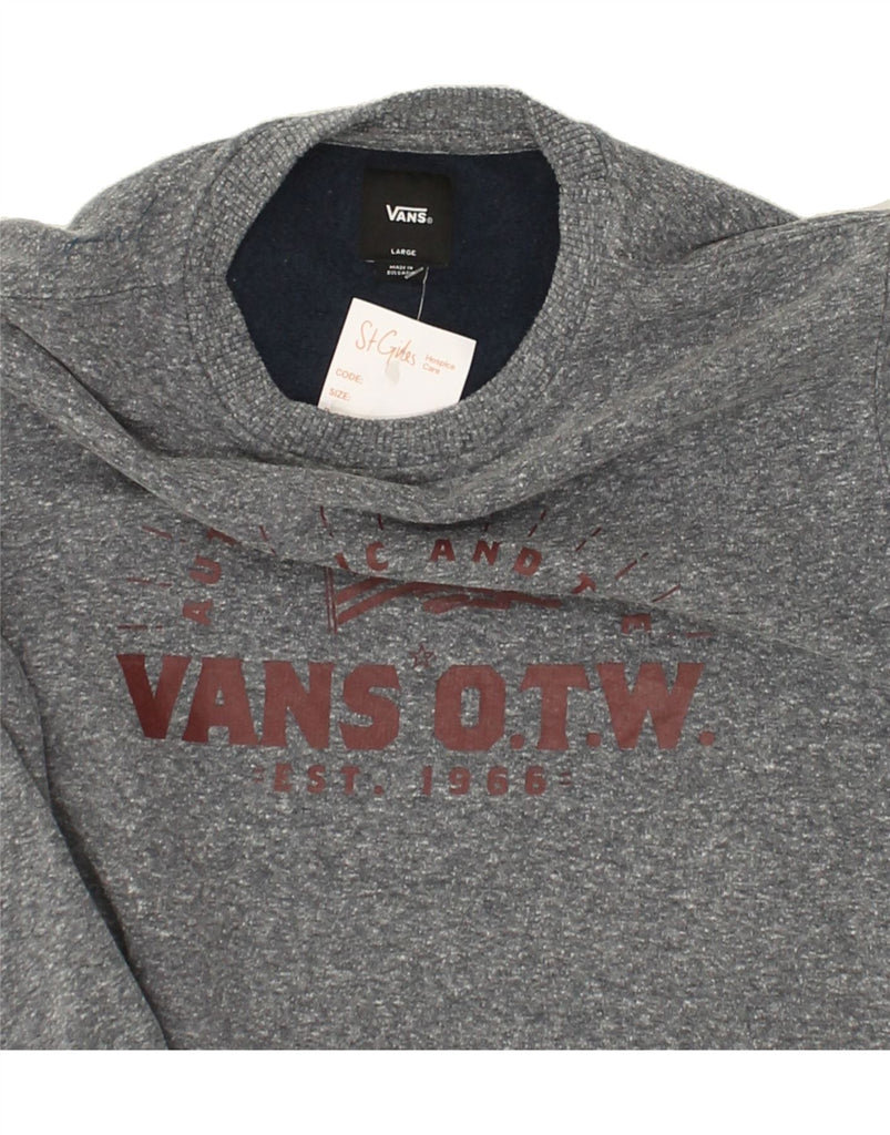 VANS Womens Graphic Sweatshirt Jumper UK 16 Large Grey Polyester | Vintage Vans | Thrift | Second-Hand Vans | Used Clothing | Messina Hembry 