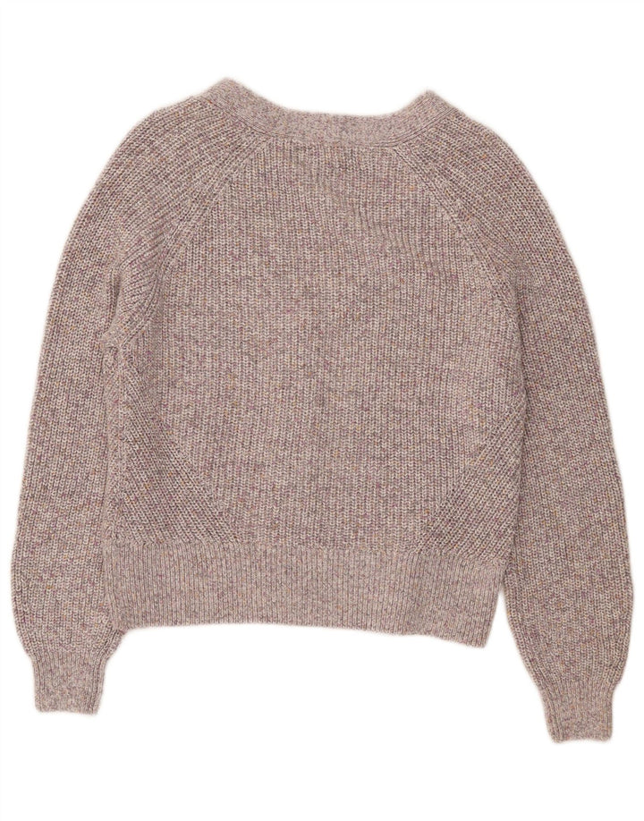 MARKS & SPENCER Womens Cardigan Sweater UK 14 Medium Grey Flecked Cotton