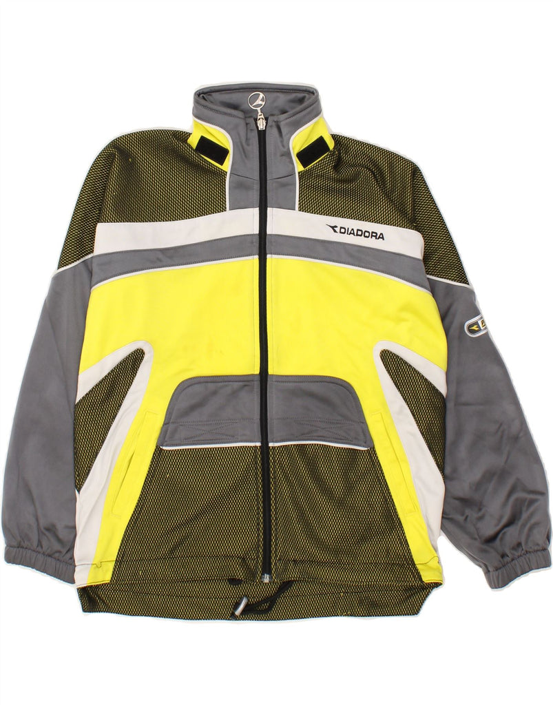 DIADORA Boys Tracksuit Top Jacket 10-11 Years Yellow Colourblock Polyester Vintage Diadora and Second-Hand Diadora from Messina Hembry 