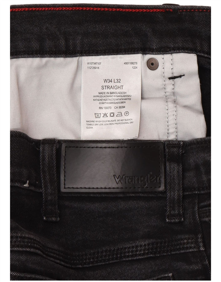Wrangler Mens Straight Jeans W34 L32 Grey Cotton