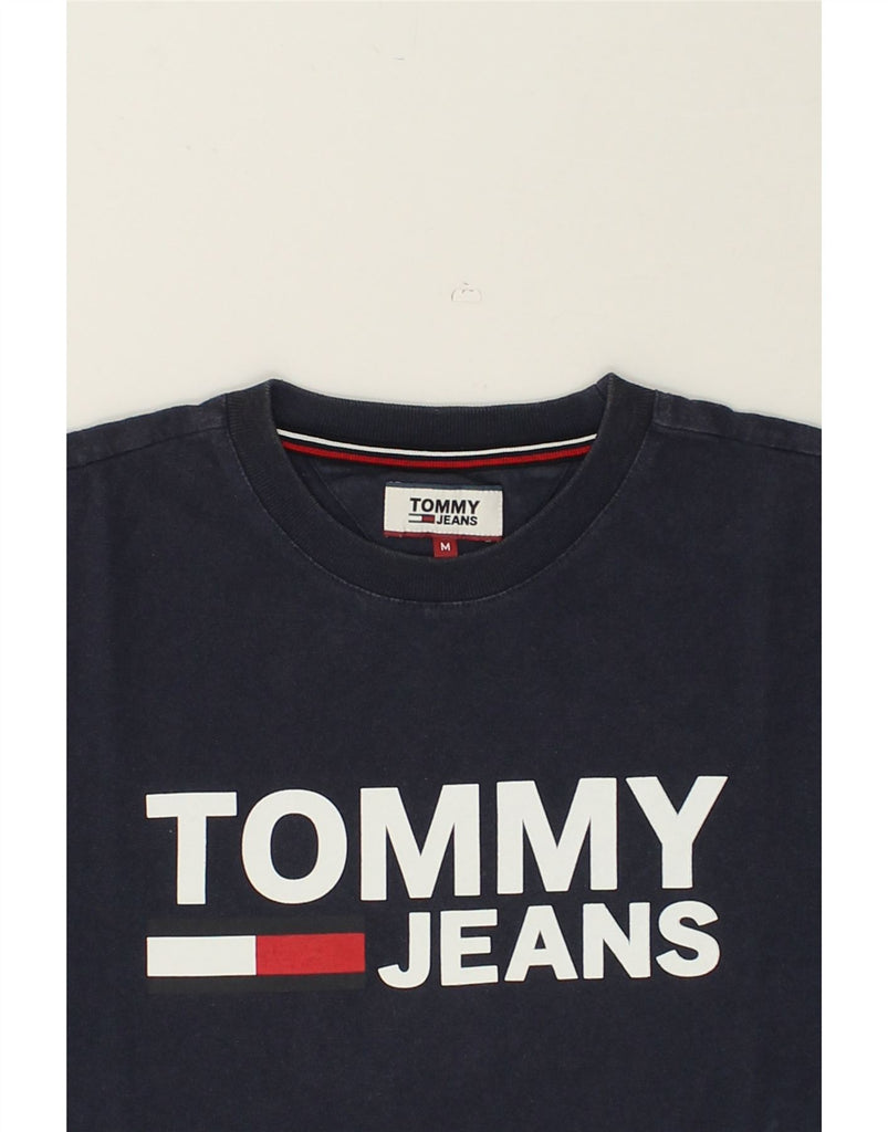 TOMMY HILFIGER Mens Graphic T-Shirt Top Medium Navy Blue Cotton | Vintage Tommy Hilfiger | Thrift | Second-Hand Tommy Hilfiger | Used Clothing | Messina Hembry 