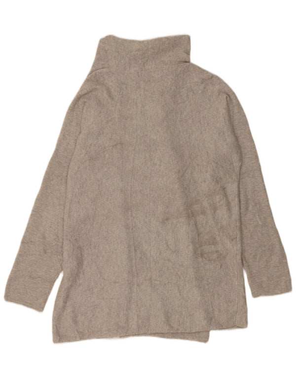 Eddie Bauer Womens Longline Open Cardigan Sweater UK 16 Large Grey Cotton