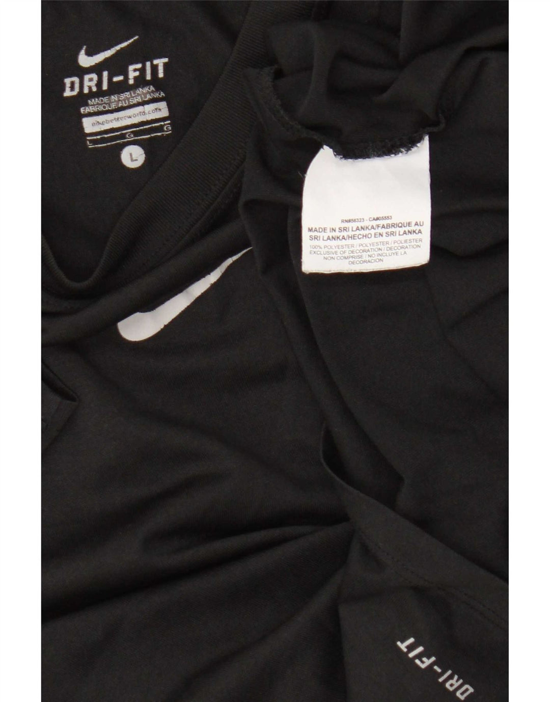 Nike Boys Dri Fit T-Shirt Top 12-13 Years Large Black Polyester