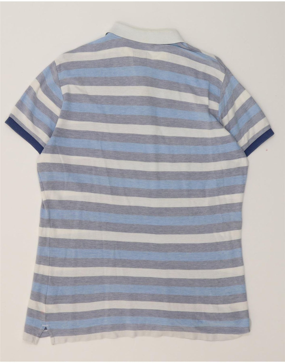 HENRY COTTONS Mens Polo Shirt Large Blue Striped Cotton