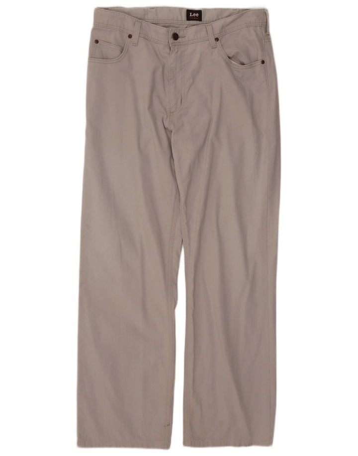 LEE Mens Straight Casual Trousers W34 L29 Grey Cotton