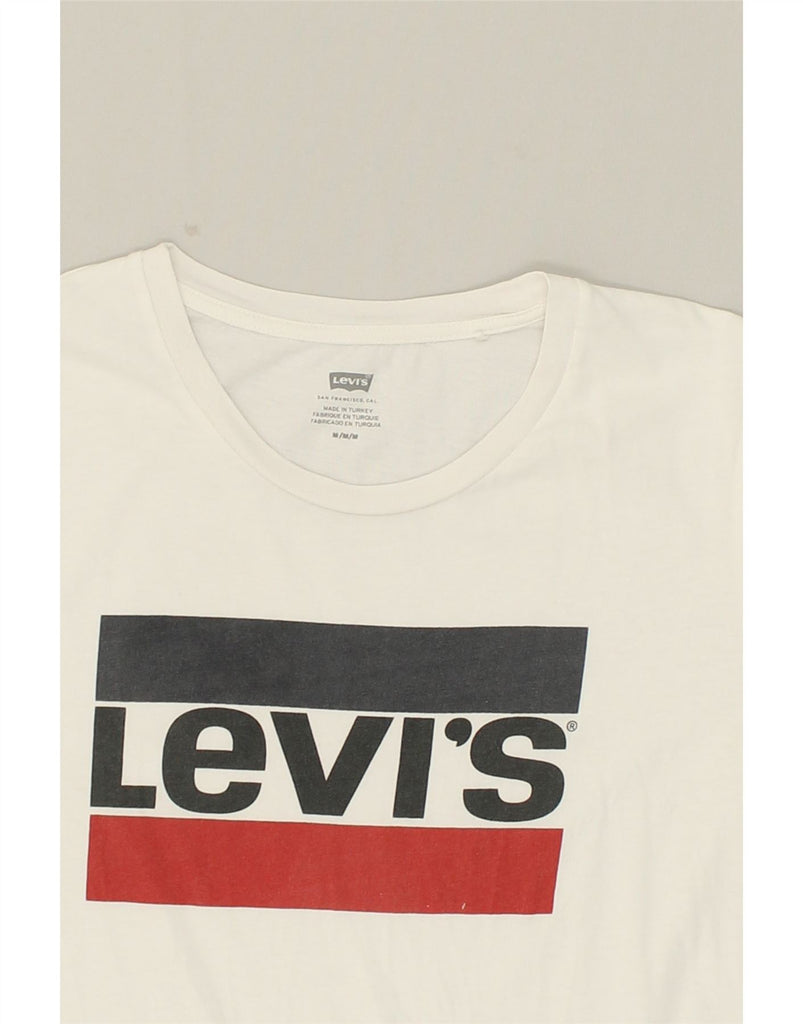 LEVI'S Womens Graphic T-Shirt Top UK 12 Medium White | Vintage Levi's | Thrift | Second-Hand Levi's | Used Clothing | Messina Hembry 