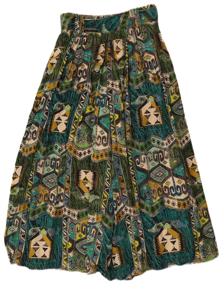 VINTAGE Womens Harem Trousers W28 L22  Green Geometric Viscose