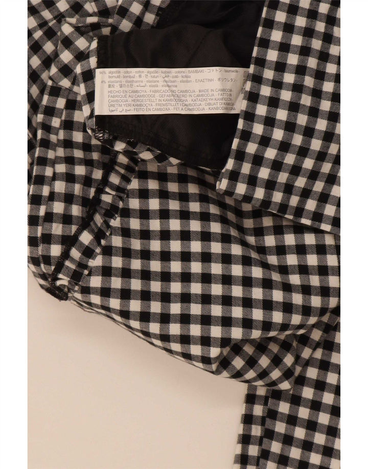 Zara Womens Slim Cropped Trousers Medium W28 L26 Black Gingham Cotton