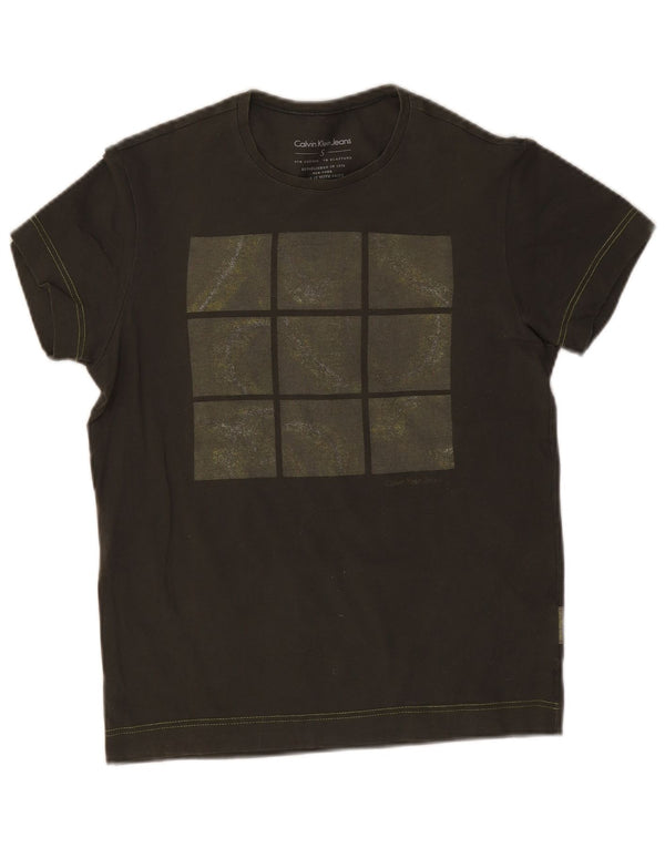 Calvin Klein Jeans Mens Graphic T-Shirt Top Small Khaki Cotton