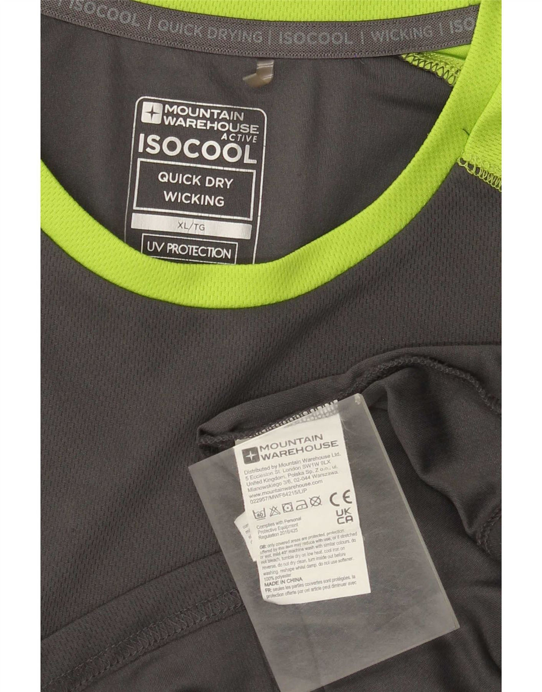 Mountain Warehouse Mens T-Shirt Top XL Grey Colourblock Polyester