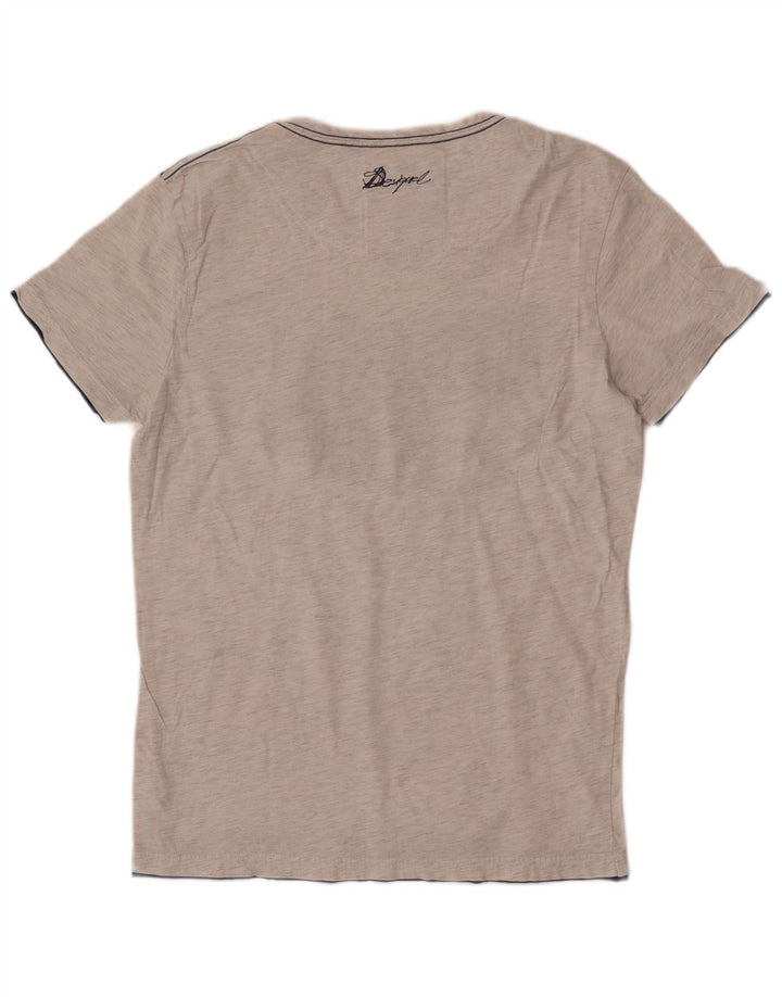 Desigual Mens Graphic T-Shirt Top Large Grey Cotton