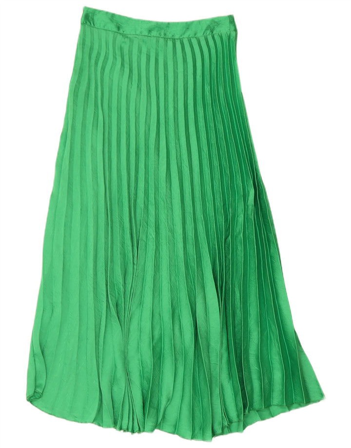 Zara Womens Pleated Maxi Skirt Small W26 Green