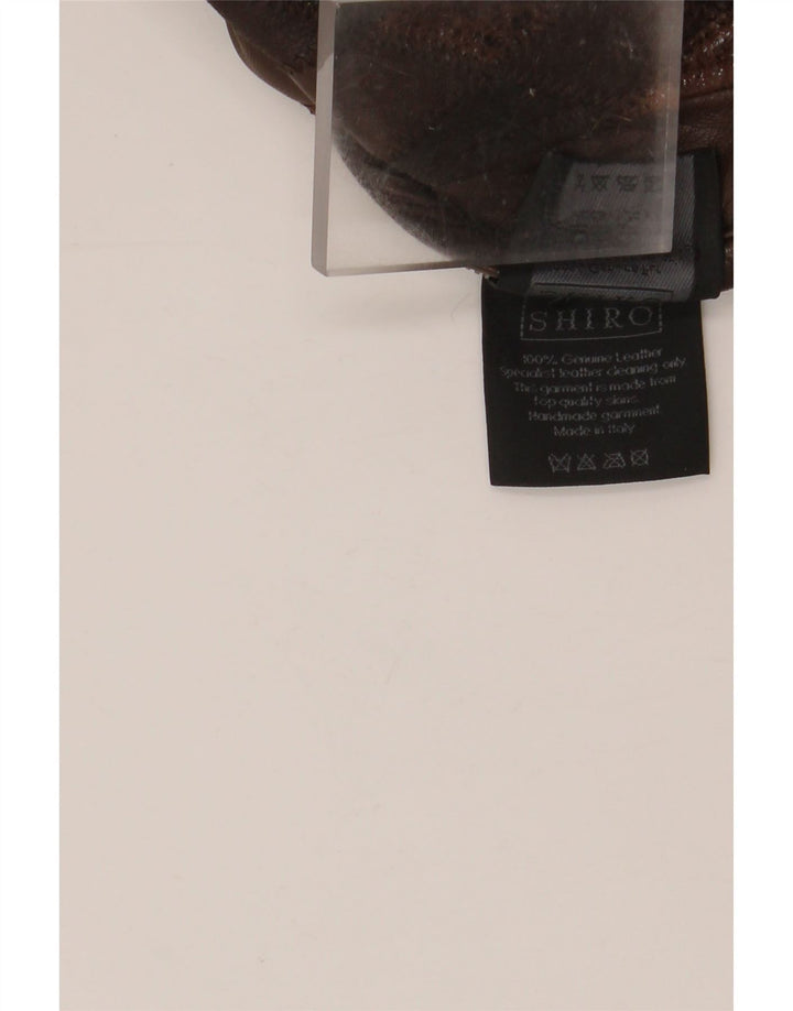 VINTAGE Womens Leather Jacket UK 14 Medium Brown Argyle/Diamond Leather