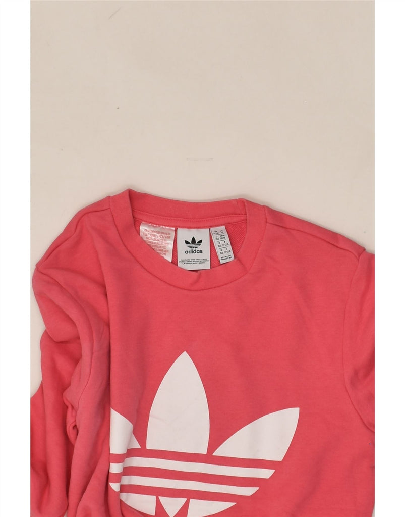 ADIDAS Girls Graphic Sweatshirt Jumper 11-12 Years Pink Cotton | Vintage Adidas | Thrift | Second-Hand Adidas | Used Clothing | Messina Hembry 