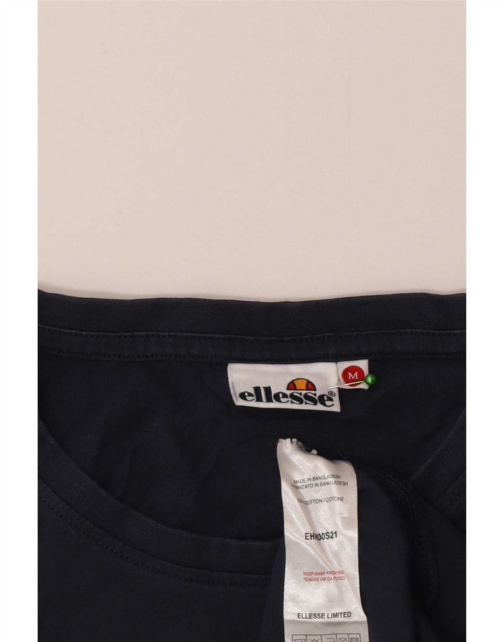 Ellesse Mens T-Shirt Top Medium Navy Blue Cotton