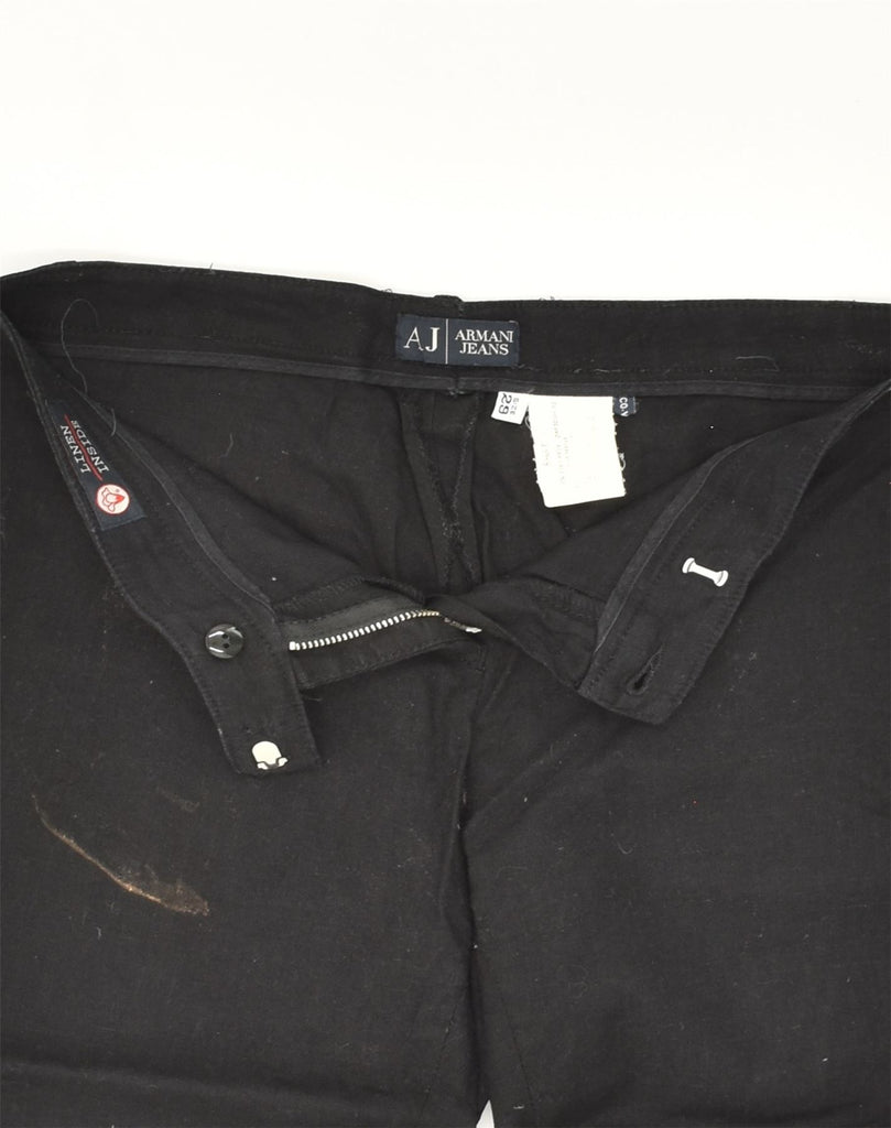 ARMANI Womens Loose Fit Capri Trousers W29 L23 Black Cotton | Vintage Armani | Thrift | Second-Hand Armani | Used Clothing | Messina Hembry 