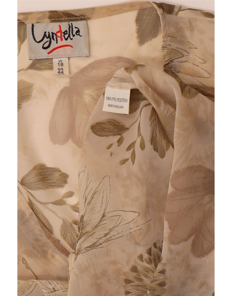 VINTAGE Womens Oversized Short Sleeve Shirt Blouse UK 18 XL Beige Floral Vintage Vintage and Second-Hand Vintage from Messina Hembry 