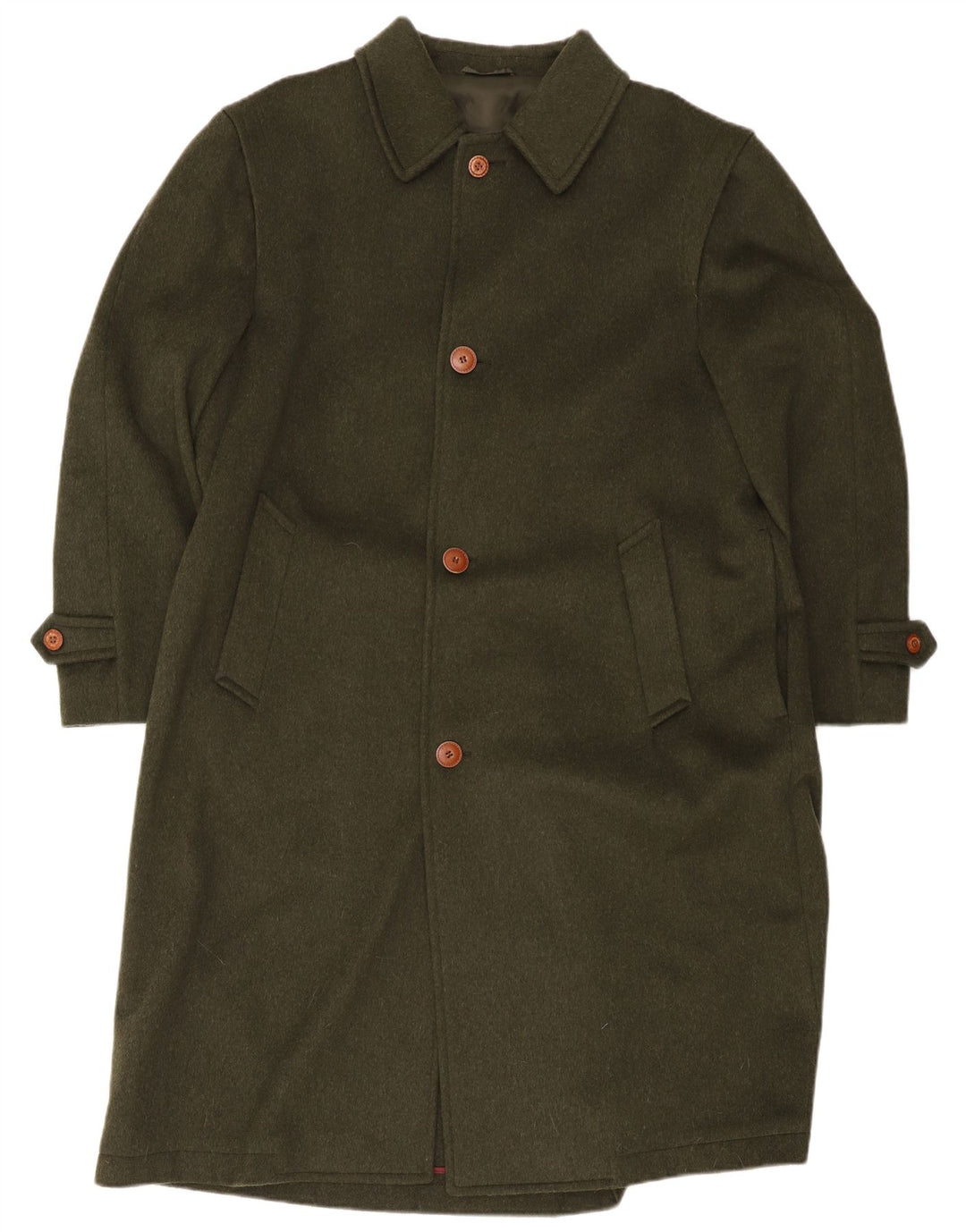 Loden Mens Loose Fit Overcoat EU 48 Medium Green Wool