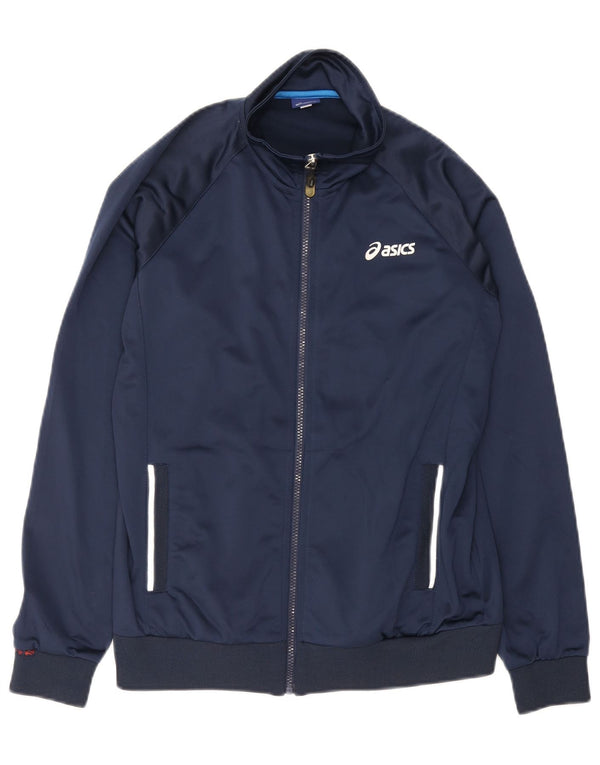 Asics Mens Tracksuit Top Jacket Small Navy Blue Polyester