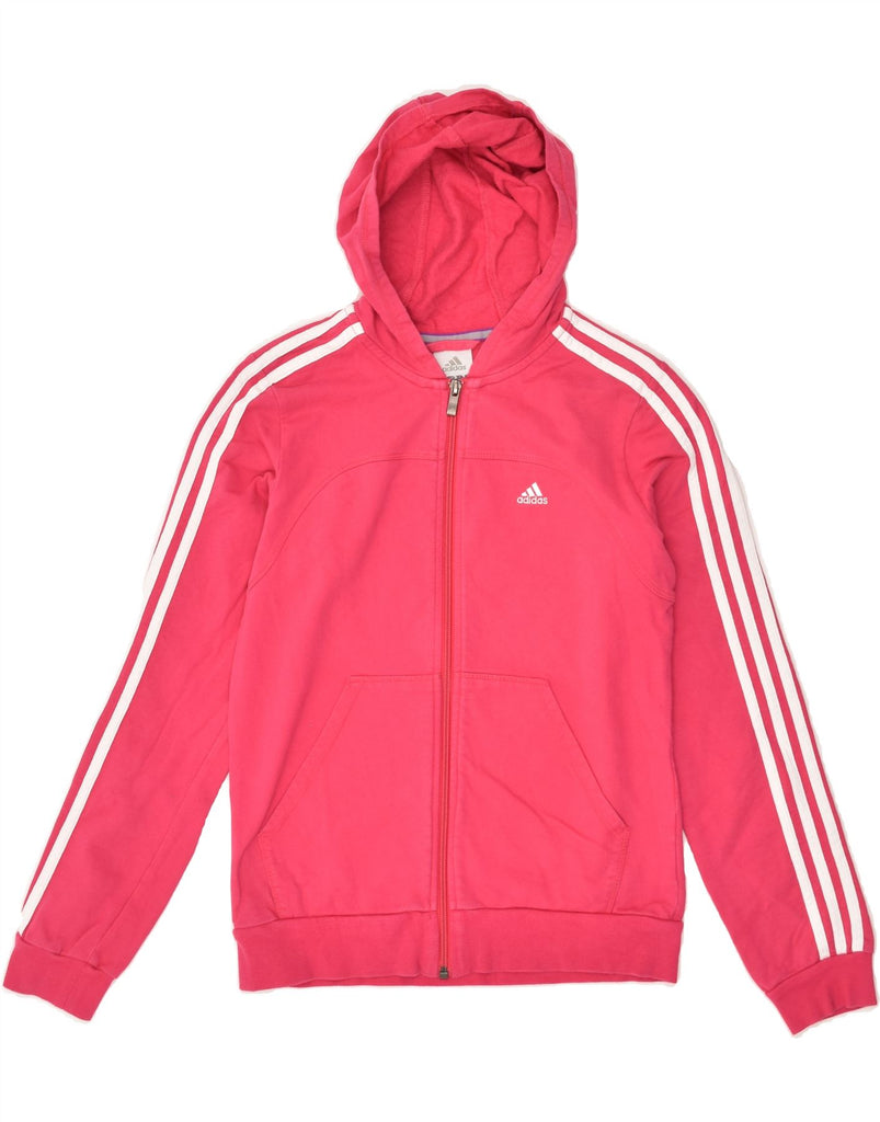 ADIDAS Girls Zip Hoodie Sweater 13-14 Years Pink Cotton | Vintage Adidas | Thrift | Second-Hand Adidas | Used Clothing | Messina Hembry 