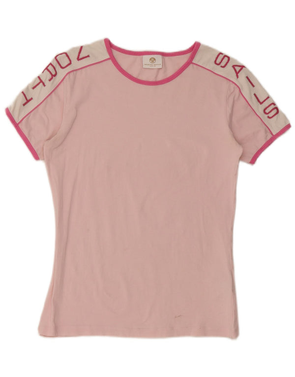 North Sails Womens Graphic T-Shirt Top UK 12 Medium Pink Colourblock Cotton