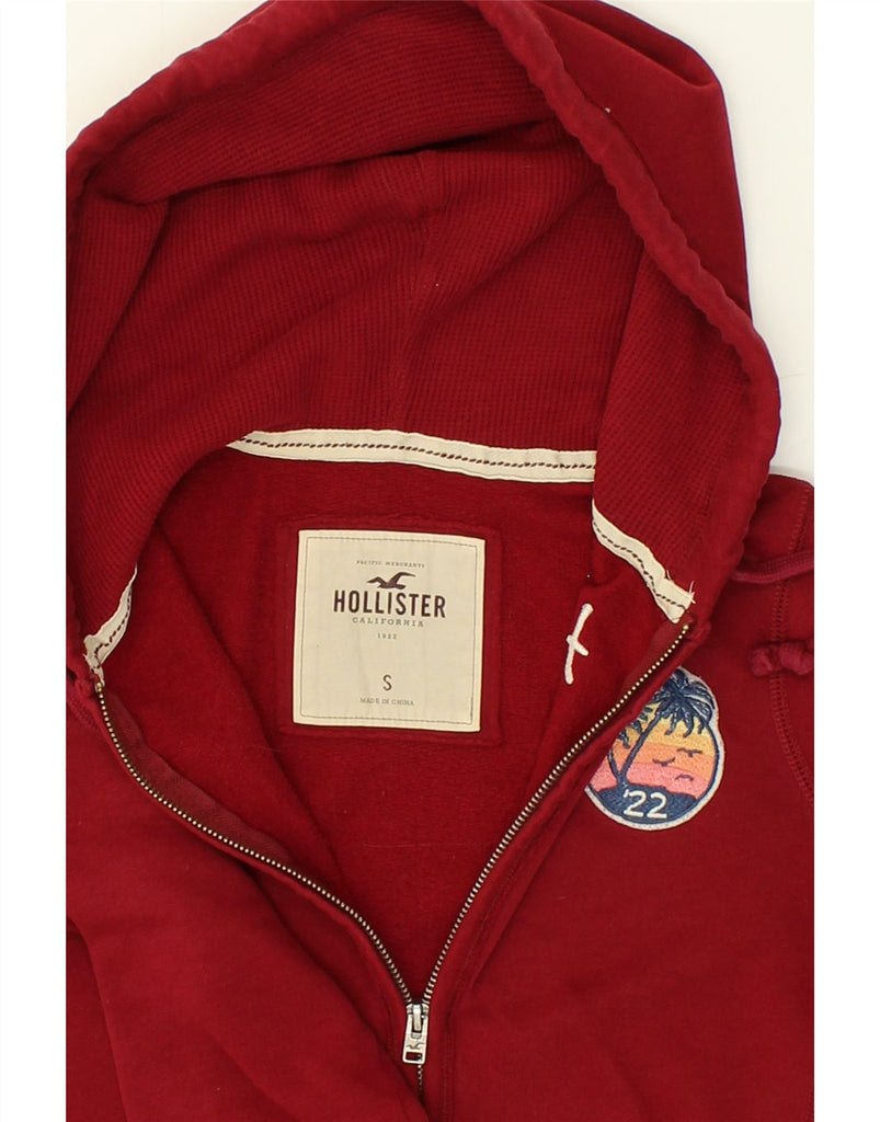 HOLLISTER Womens Graphic Zip Hoodie Sweater UK 10 Small Red Cotton | Vintage Hollister | Thrift | Second-Hand Hollister | Used Clothing | Messina Hembry 