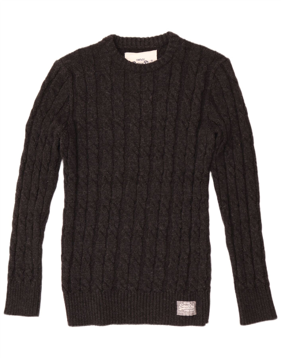 Superdry Mens Crew Neck Jumper Sweater XL Grey Acrylic
