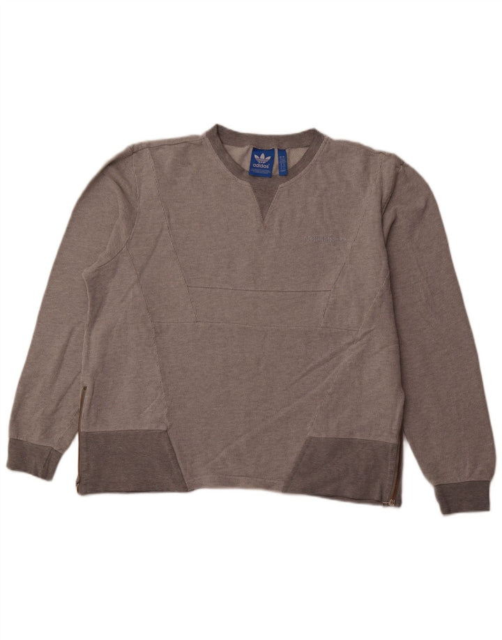 ADIDAS Womens Oversized Sweatshirt Jumper UK 18 XL Grey Cotton