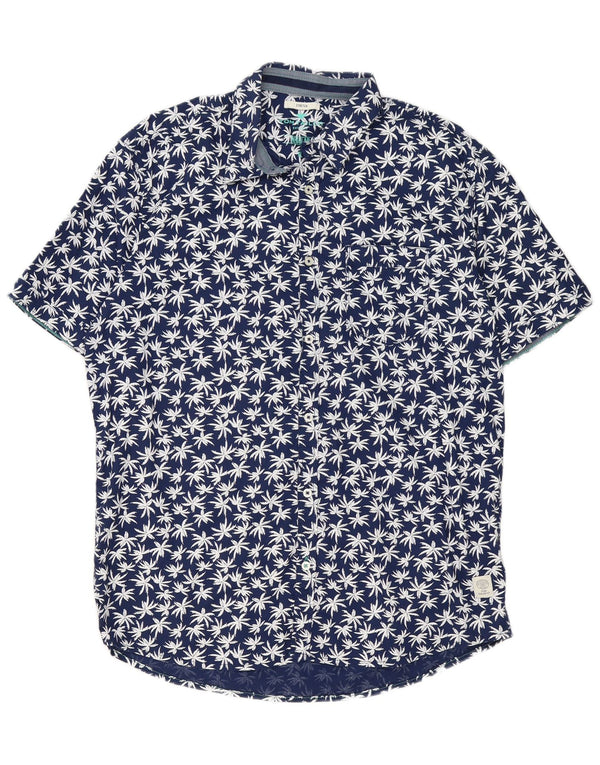 Tom Tailor Mens Short Sleeve Regular Fit Shirt XL Navy Blue Floral Hawaiian