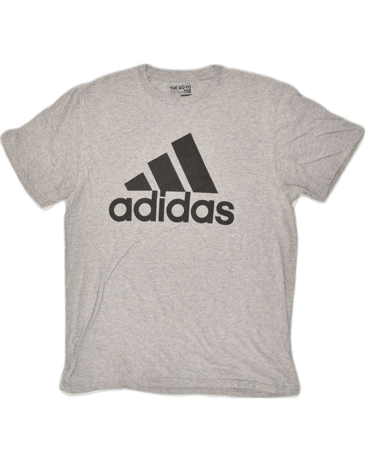 ADIDAS Womens Graphic T-Shirt Top UK 16 Large Grey Cotton | Vintage Adidas | Thrift | Second-Hand Adidas | Used Clothing | Messina Hembry 
