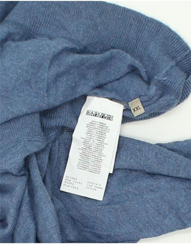 NAPAPIJRI Mens Crew Neck Jumper Sweater 2XL Blue Viscose | Vintage Napapijri | Thrift | Second-Hand Napapijri | Used Clothing | Messina Hembry 