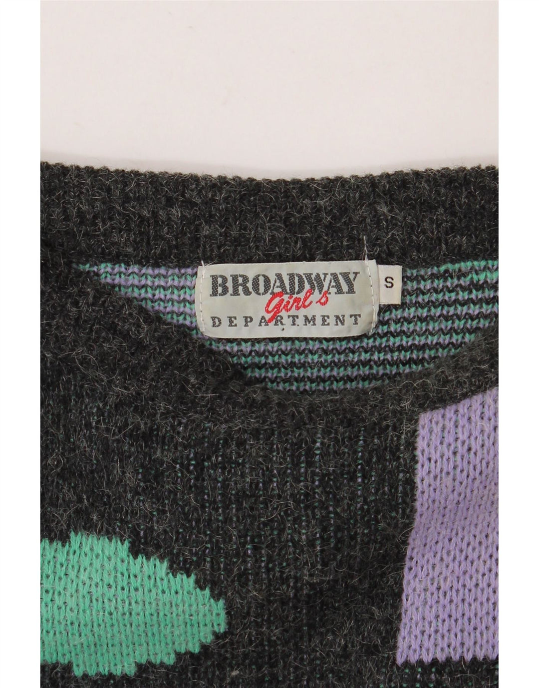 BROADWAY Womens Boat Neck Jumper Sweater UK 10 Small Grey Geometric