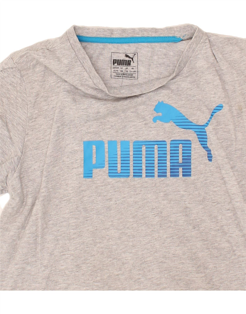 PUMA Boys Graphic T-Shirt Top 13-14 Years Grey Cotton | Vintage Puma | Thrift | Second-Hand Puma | Used Clothing | Messina Hembry 