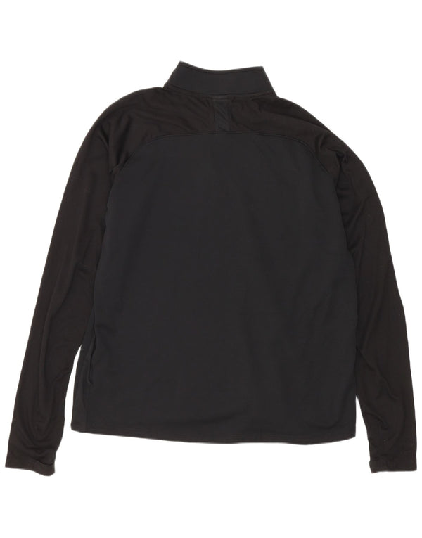 Nike Mens Zip Neck Regular Fit Top Long Sleeve Large Black Polyester Sports