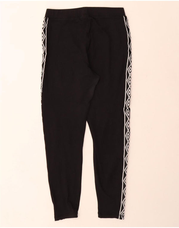 Umbro Womens Graphic Leggings UK 12 Medium  Black Cotton