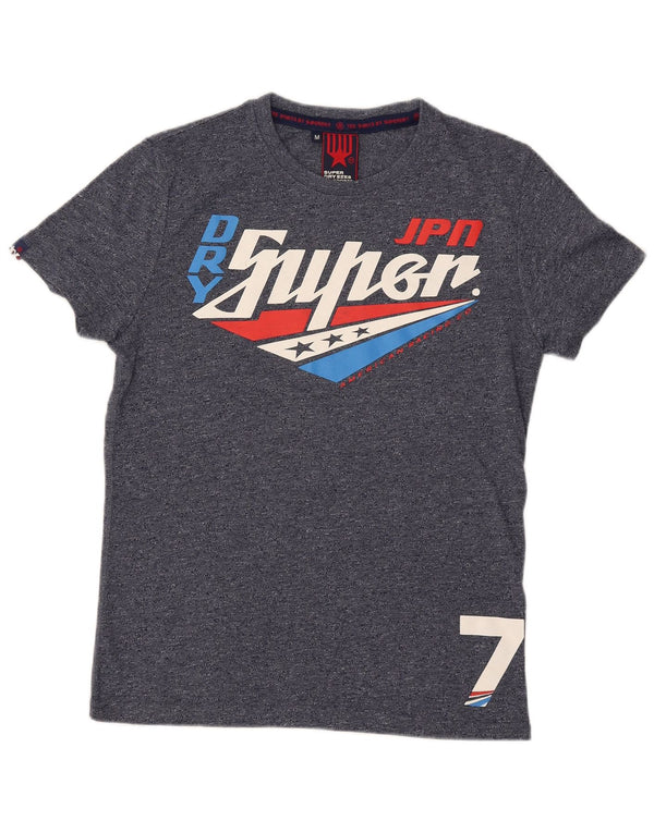 Superdry Mens Graphic T-Shirt Top Medium Navy Blue Flecked Cotton
