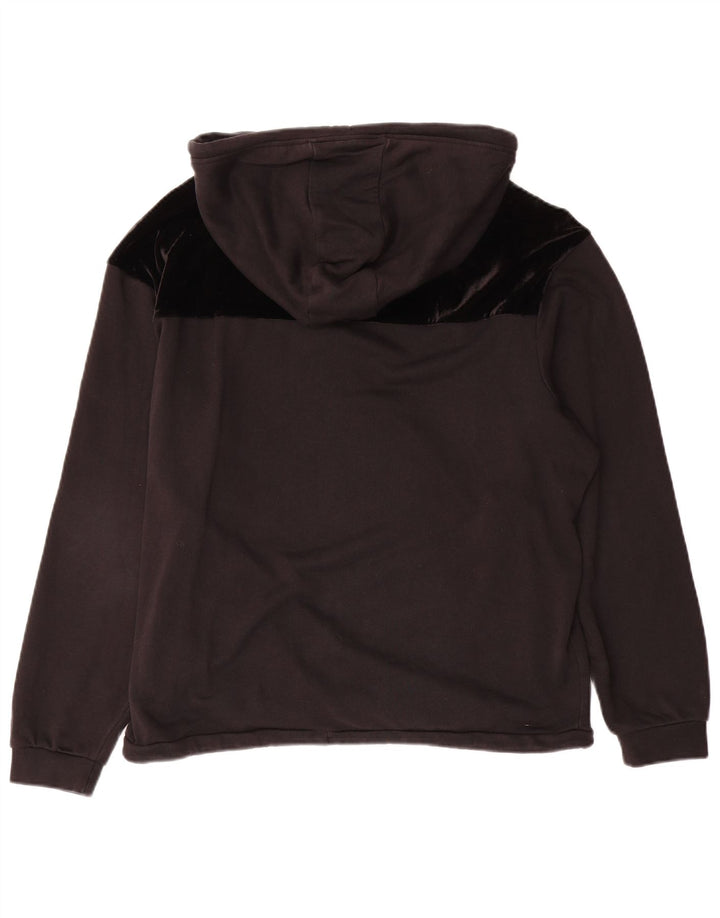 DIADORA Womens Oversized Hoodie Jumper UK 14 Medium Grey Colourblock