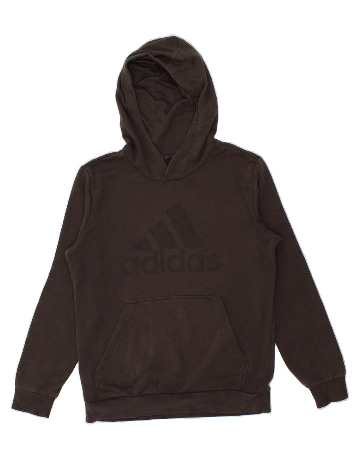 ADIDAS Boys Graphic Hoodie Jumper 13-14 Years  Grey Vintage Adidas and Second-Hand Adidas from Messina Hembry 